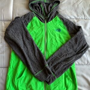 The North Face Full Zipper Up Hoodie Lightweight Green/Gray Boys Size L(14/16)